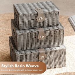 Marco Paul Grey Set of 3 Baskets for storage Decorative Storage Boxes - thumbnail 7