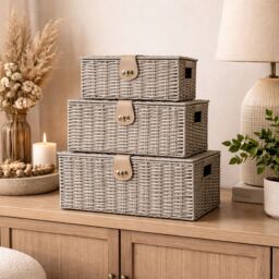 Marco Paul Grey Set of 3 Baskets for storage Decorative Storage Boxes - thumbnail 8