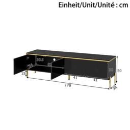 STILVORA TV Stand with 4 Doors & High-Gloss Finish in Black - thumbnail 4