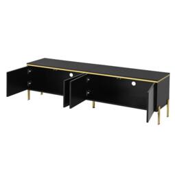 STILVORA TV Stand with 4 Doors & High-Gloss Finish in Black - thumbnail 9