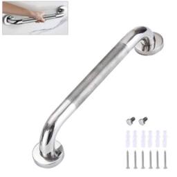 VOGREX Stainless Steel Grab Bar Anti Slip Bathroom Toilet Handle Rail 50 cm in Silver - thumbnail 1