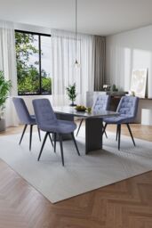 Living and Home 2pcs Teddy Fleece Upholstered Dining Chair in Grey - thumbnail 4