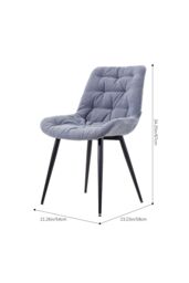 Living and Home 2pcs Teddy Fleece Upholstered Dining Chair in Grey - thumbnail 2