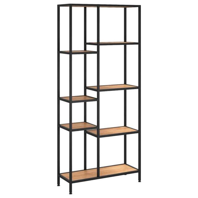 Berkfield Home Book Shelf 80x30x180 cm Steel & Engineered Wood in Brown - Size: 80 x 30 x 180 cm - image 1