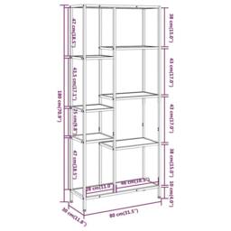 Berkfield Home Book Shelf 80x30x180 cm Steel & Engineered Wood in Brown - Size: 80 x 30 x 180 cm - thumbnail 5