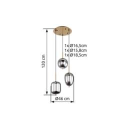 Netlighting Blacky I Cluster Pendant Brass Coloured Glass Shade 3x E14 in Yellow - thumbnail 4