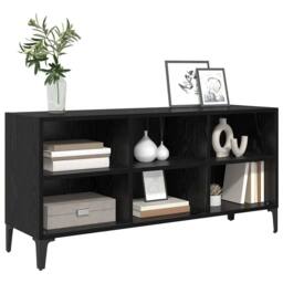 EONLION TV Cabinet Set Black Wood Stand - Size: 100 cm - thumbnail 3