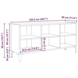 EONLION TV Cabinet Set Black Wood Stand - Size: 100 cm - thumbnail 2