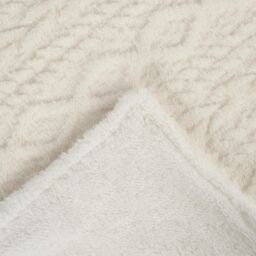 OHS Cable Knit Blanket Sherpa Fleece Sofa Plush Supersoft Warm Throw Over Bed Chair in Cream - thumbnail 6