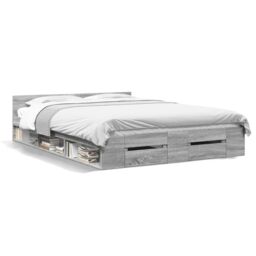 Berkfield Home Bed Frame with Drawers without Mattress Grey Sonoma 160x200 cm - thumbnail 2