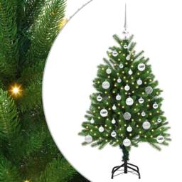 Berkfield Home Realistic Christmas Tree with 150 LEDs with Stand Green 120 cm PE - thumbnail 3
