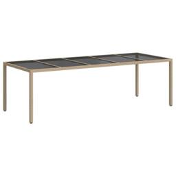 Berkfield Home Modern Garden Dining Table Beige 250x100x75 cm Poly Rattan - Size: 250 x 100 x 75 cm - thumbnail 5