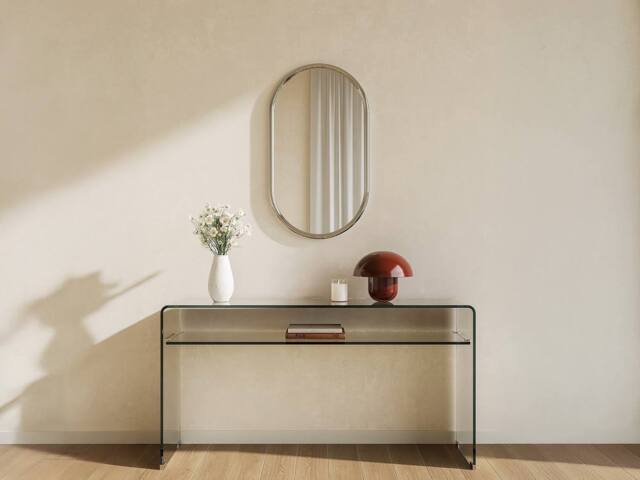 Vente-unique Oval Aluminium Wall Mirror - W. 40 X H. 70 Cm - Chrome - REFLEYA in Silver - image 1