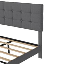 Levede Bed Frame Upholstered Linen Headboard Tufted Wooden Slat Grey - Size: King - thumbnail 5