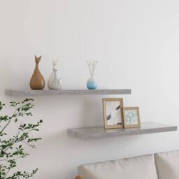 Berkfield Home Durable Floating Wall Shelves 2 pcs Concrete Grey 80x23.5x3.8 cm MDF - thumbnail 2