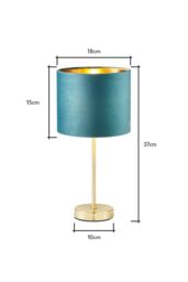 BHS Lighting Velvet Table Lamp in Teal - thumbnail 5