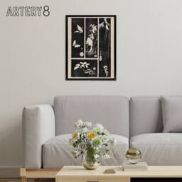 "Artery8 Nature Vintage Harimaze Sheet Framed Canvas Wall Art Print Hiroshige in Black - Size: W12"" x H16""" - thumbnail 3