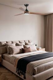 Netlighting Poros Large 3 Blade Ceiling Fan Black Walnut Light 2700K Smart in Brown - thumbnail 2