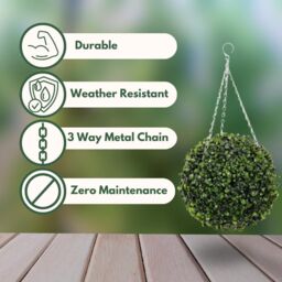 Marco Paul 30cm Green Artificial Topiary Ball Garden Decoration in Grey - thumbnail 5
