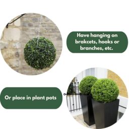 Marco Paul 30cm Green Artificial Topiary Ball Garden Decoration in Grey - thumbnail 6