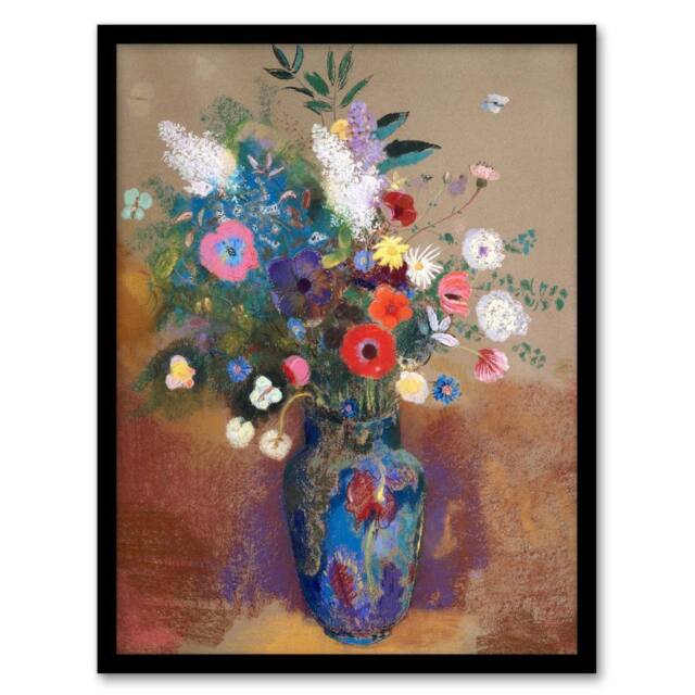 "Artery8 Bouquet of Flowers in a Vase Redon Vintage Framed Wall Art Print - Size: W12"" x H16""" - image 1