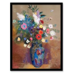 "Artery8 Bouquet of Flowers in a Vase Redon Vintage Framed Wall Art Print - Size: W12"" x H16""" - thumbnail 1