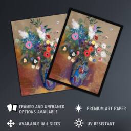 "Artery8 Bouquet of Flowers in a Vase Redon Vintage Framed Wall Art Print - Size: W12"" x H16""" - thumbnail 2