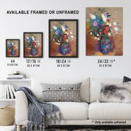 "Artery8 Bouquet of Flowers in a Vase Redon Vintage Framed Wall Art Print - Size: W12"" x H16""" - thumbnail 3