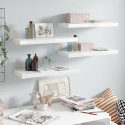 Berkfield Home Floating Wall Shelves 4 pcs High Gloss White 60x23.5x3.8 cm MDF