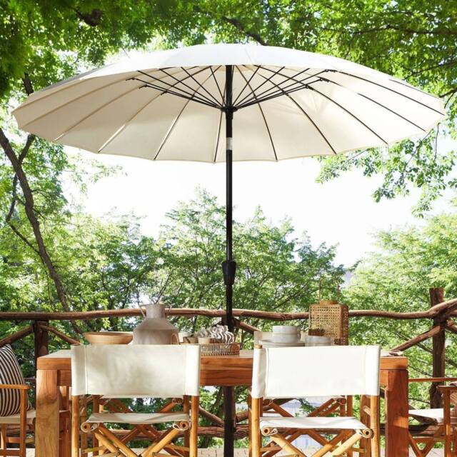 Wyld and Coco Market Garden Parasol 255cm - Light Beige Tilting Crank Aluminium - image 1