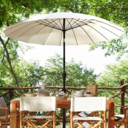 Wyld and Coco Market Garden Parasol 255cm - Light Beige Tilting Crank Aluminium