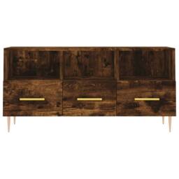 Berkfield Home TV Cabinet Smoked Oak 102x36x50 cm Engineered Wood in Brown - Size: 102 x 36 x 50 cm - thumbnail 5