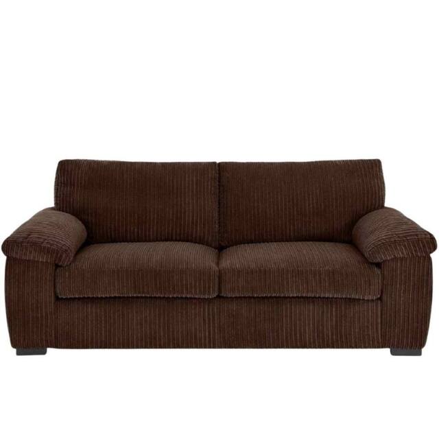 Bliss Furniture Jumbo Cord 3 Seater Sofa with Soft Cushions & Cord Fabric Brown - Size: 3 Pack - image 1