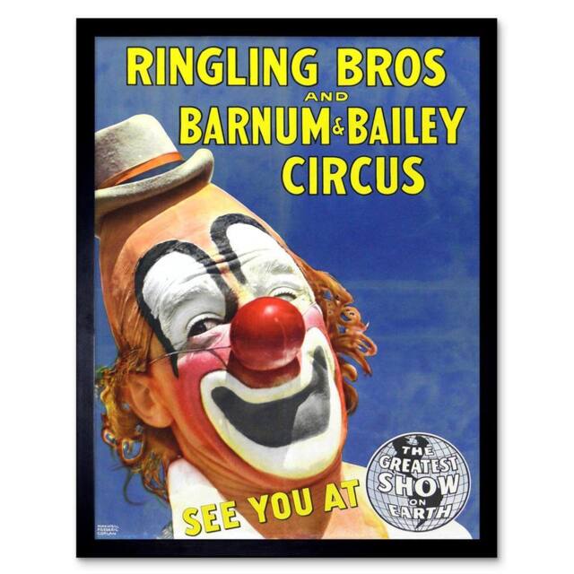 "Artery8 Circus Ringling Bros Barnum Bailey Show Clown 12x16"" Framed Art Print in Blue - Size: W12"" x H16""" - image 1