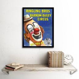 "Artery8 Circus Ringling Bros Barnum Bailey Show Clown 12x16"" Framed Art Print in Blue - Size: W12"" x H16""" - thumbnail 2