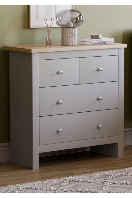 Home Discount Vida Designs Arlington 2+2 Drawer Chest Storage Bedroom Furniture in Grey - image 1