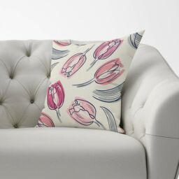 Warren Reed - Designer Tulips Cushions in Pink - Size: 60 cm x 60 cm - thumbnail 2