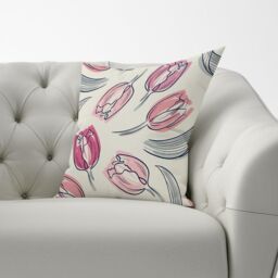 Warren Reed - Designer Tulips Cushions in Pink - Size: 60 cm x 60 cm - thumbnail 3