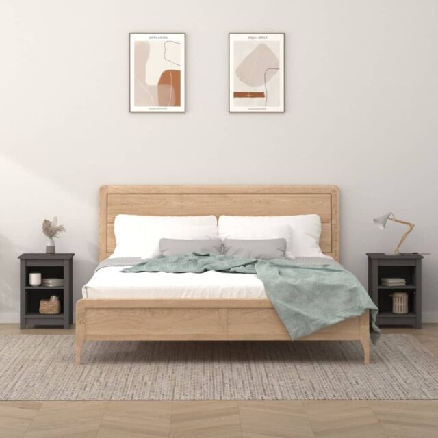 Berkfield Home Bedside Cabinets 2 pcs Grey 40x35x55 cm Solid Wood Pine - Size: 40 x 35 x 55 cm - image 1