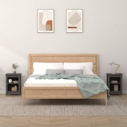 Berkfield Home Bedside Cabinets 2 pcs Grey 40x35x55 cm Solid Wood Pine - Size: 40 x 35 x 55 cm - thumbnail 1