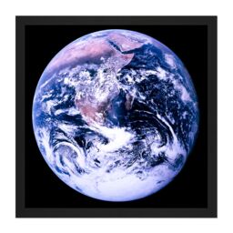 "Artery8 Wall Art Print Space NASA Earth Apollo 17 Blue Marble Photograph Square Framed Picture 16X16 Inch in Black - Size: W16"" x H16""" - thumbnail 1
