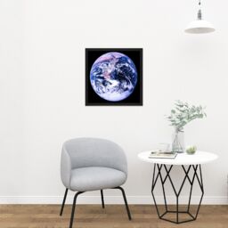 "Artery8 Wall Art Print Space NASA Earth Apollo 17 Blue Marble Photograph Square Framed Picture 16X16 Inch in Black - Size: W16"" x H16""" - thumbnail 2
