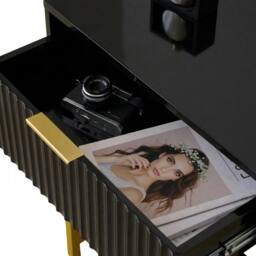 FURNITURE ONE Chest of Drawers, 6 Drawers Storage Cabinet with Metal Legs in Black - Size: 1 Pack - thumbnail 5