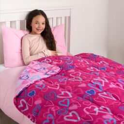 OHS Kids Hearts Weighted Blanket, Purple - 3KG in Bright Pink - thumbnail 3