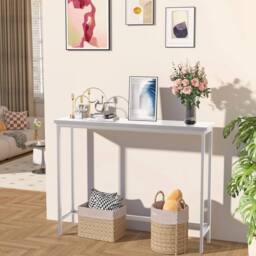 FORGEVIO Console Table, Slim Entryway 100 cm x 24 x 75 cm, White - Size: 24 x 75 cm - thumbnail 5
