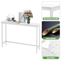 FORGEVIO Console Table, Slim Entryway 100 cm x 24 x 75 cm, White - Size: 24 x 75 cm - thumbnail 3