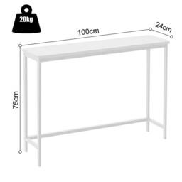 FORGEVIO Console Table, Slim Entryway 100 cm x 24 x 75 cm, White - Size: 24 x 75 cm - thumbnail 2