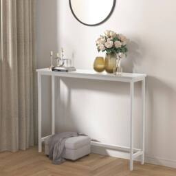 FORGEVIO Console Table, Slim Entryway 100 cm x 24 x 75 cm, White - Size: 24 x 75 cm - thumbnail 4