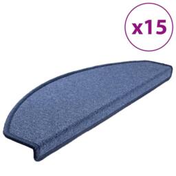 Berkfield Home Decorative Carpet Stair Treads 15 pcs Blue 65x24x4 cm - Size: Medium - thumbnail 3