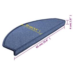 Berkfield Home Decorative Carpet Stair Treads 15 pcs Blue 65x24x4 cm - Size: Medium - thumbnail 9